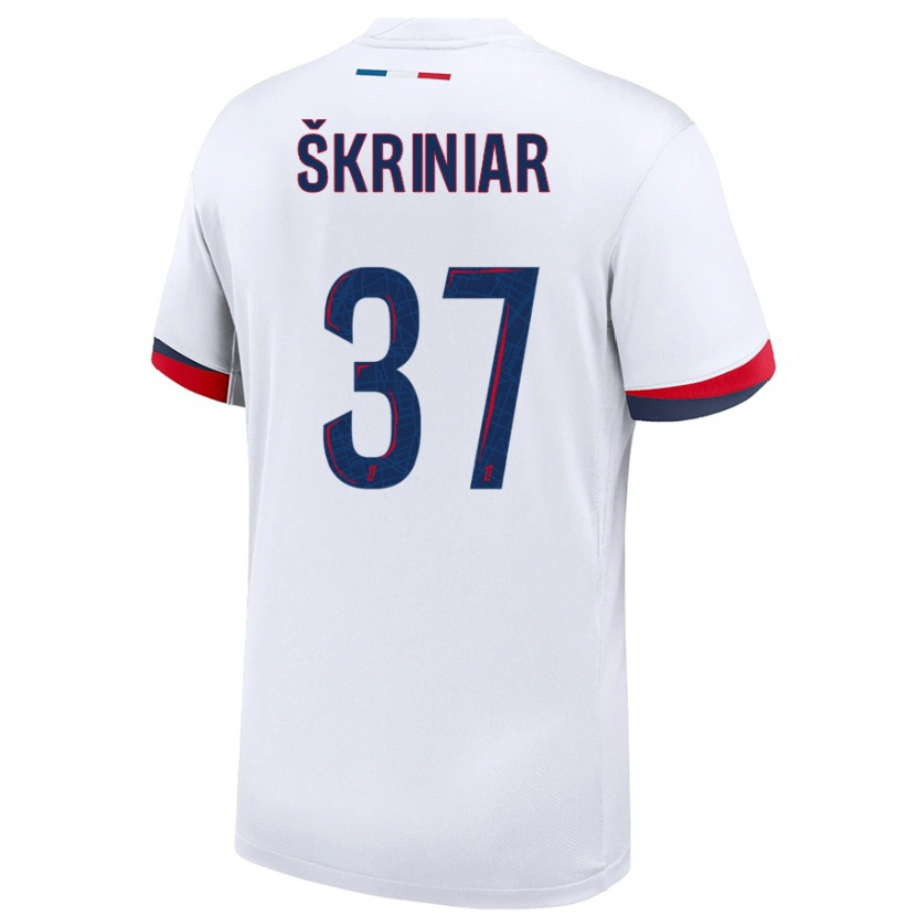 Danxen Mann Milan Skriniar #37 Hvit Blå Rød Bortetrøye Drakt Trøye 2024/25 Skjorter T-Skjorte