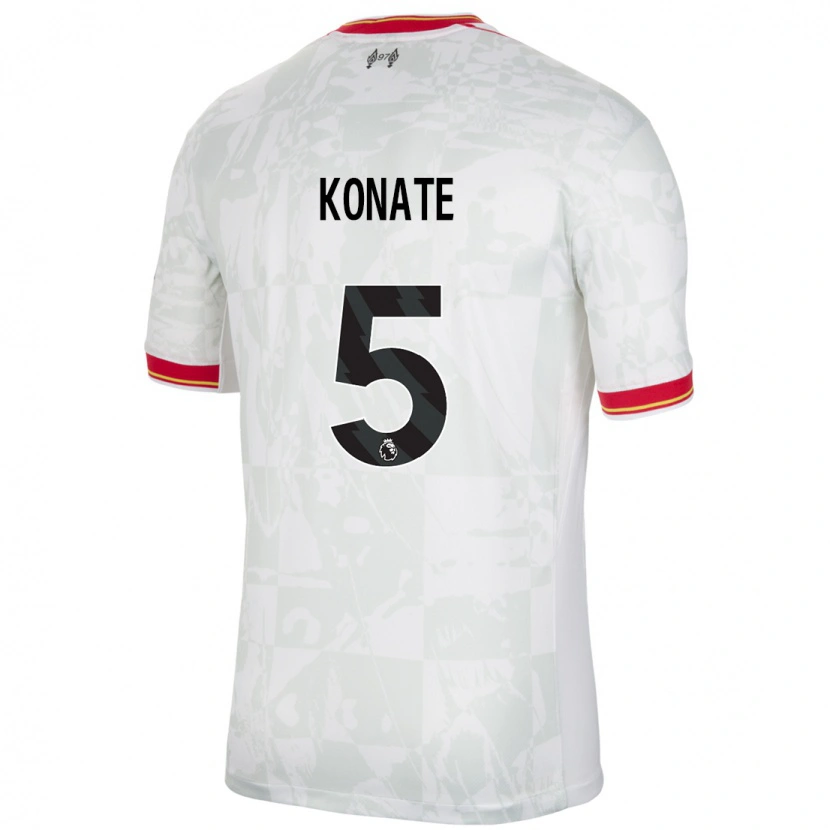 Danxen Mann Ibrahima Konaté #5 Hvit Rød Svart Tredje Sett Drakt Trøye 2024/25 Skjorter T-Skjorte