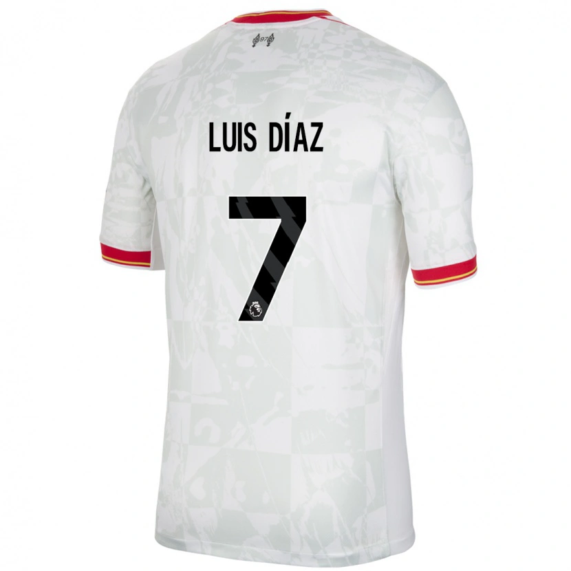 Danxen Mann Luis Díaz #7 Hvit Rød Svart Tredje Sett Drakt Trøye 2024/25 Skjorter T-Skjorte