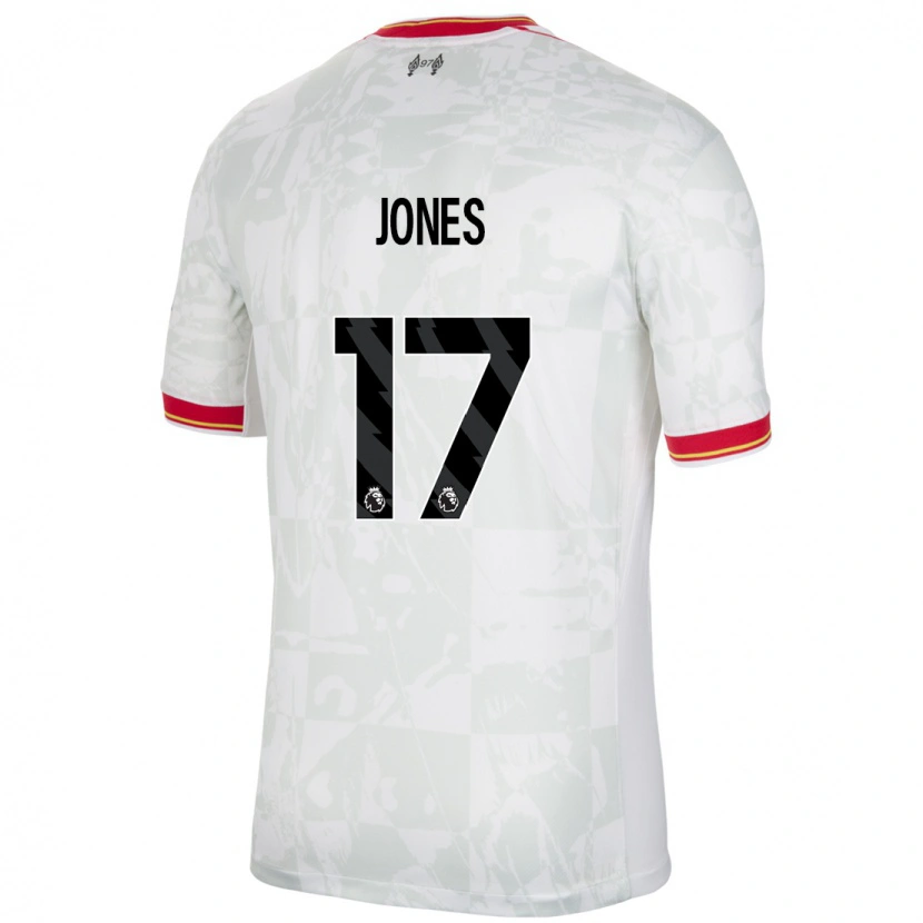 Danxen Mann Curtis Jones #17 Hvit Rød Svart Tredje Sett Drakt Trøye 2024/25 Skjorter T-Skjorte