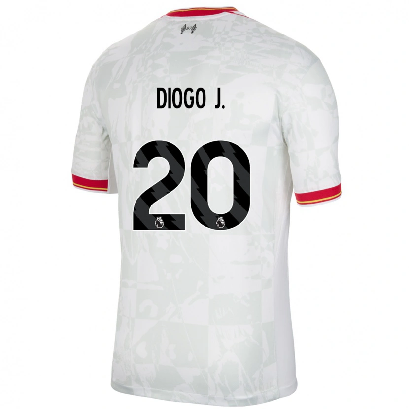 Danxen Mann Diogo Jota #20 Hvit Rød Svart Tredje Sett Drakt Trøye 2024/25 Skjorter T-Skjorte