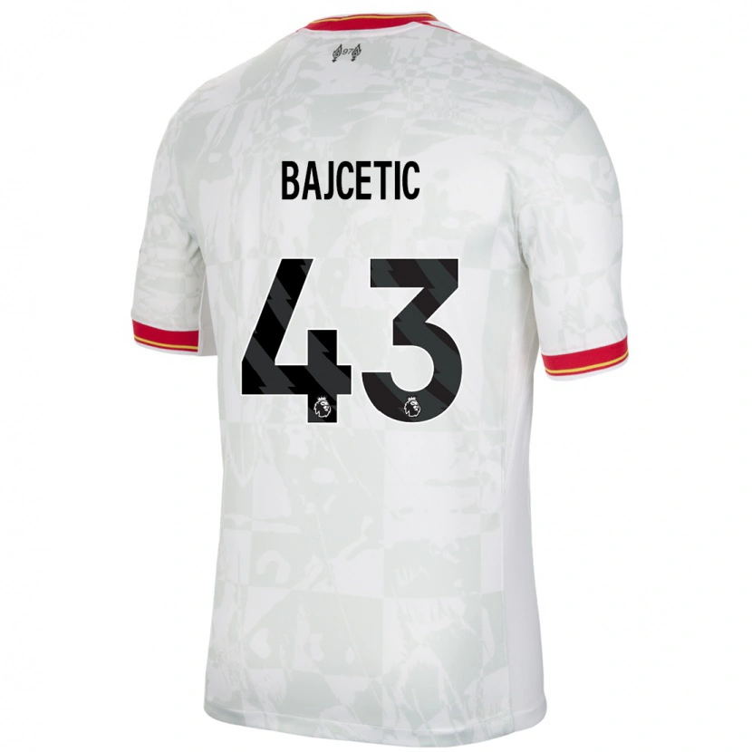 Danxen Mann Stefan Bajcetic #43 Hvit Rød Svart Tredje Sett Drakt Trøye 2024/25 Skjorter T-Skjorte