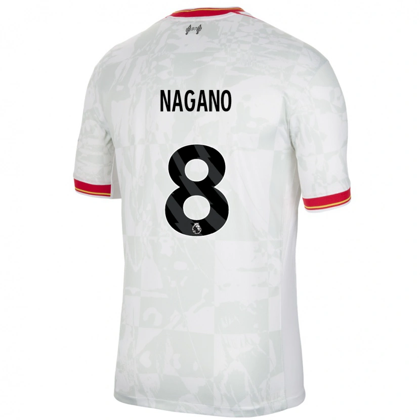Danxen Mann Fūka Nagano #8 Hvit Rød Svart Tredje Sett Drakt Trøye 2024/25 Skjorter T-Skjorte