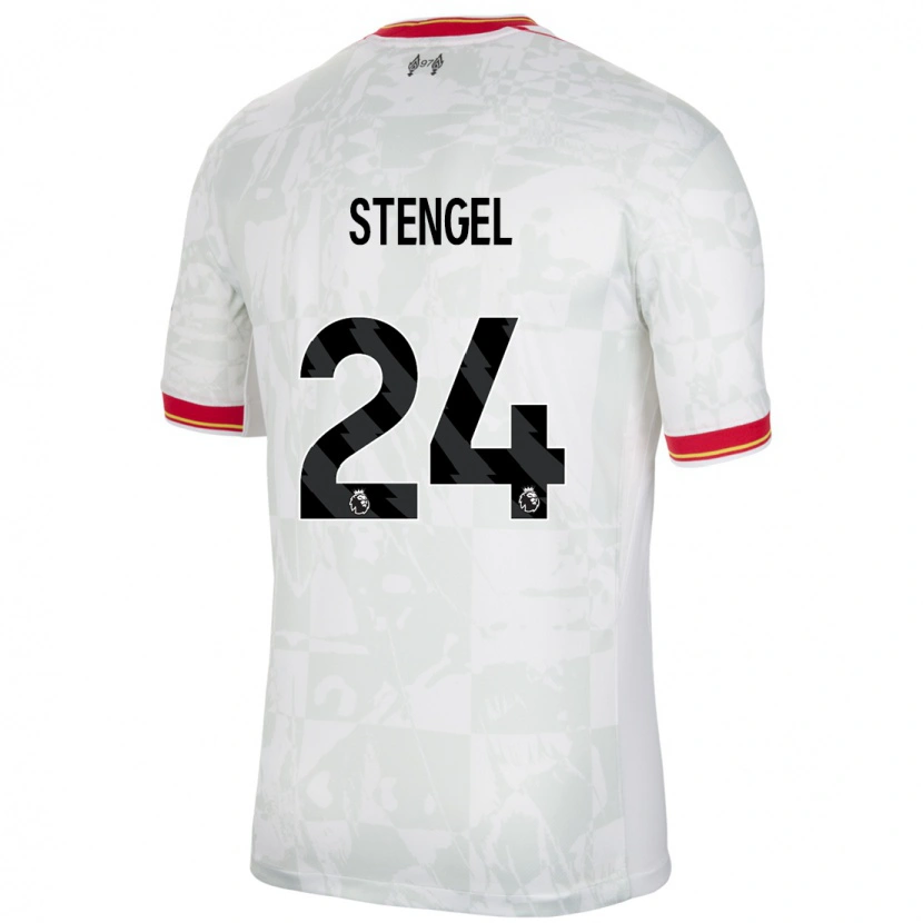 Danxen Mann Katie Stengel #24 Hvit Rød Svart Tredje Sett Drakt Trøye 2024/25 Skjorter T-Skjorte