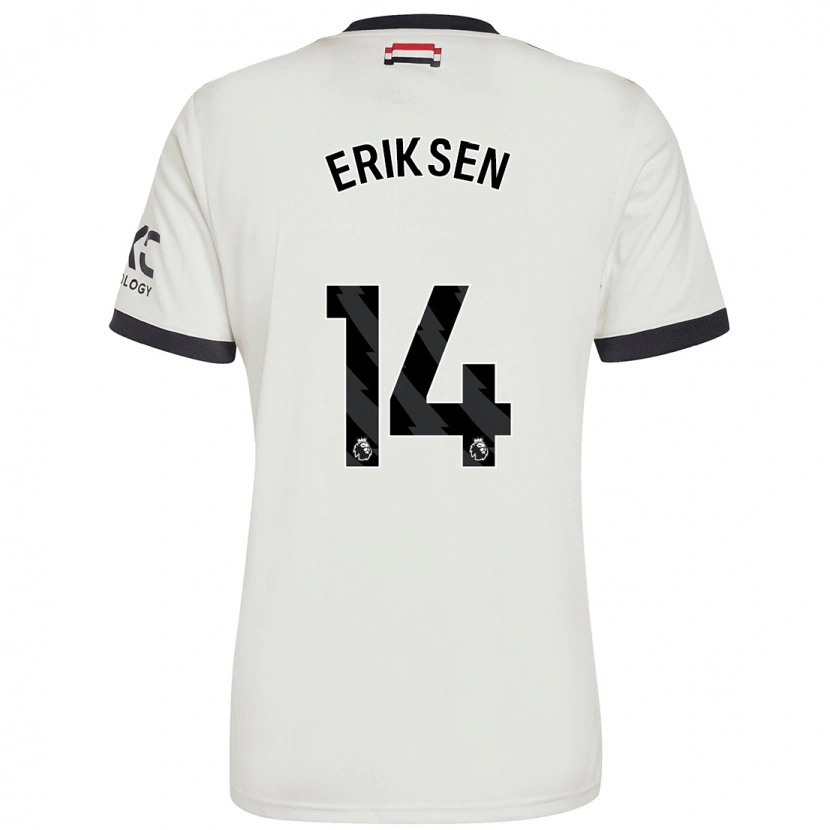 Danxen Mann Christian Eriksen #14 Off White Tredje Sett Drakt Trøye 2024/25 Skjorter T-Skjorte
