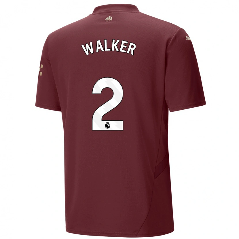Danxen Mann Kyle Walker #2 Rødbrun Tredje Sett Drakt Trøye 2024/25 Skjorter T-Skjorte