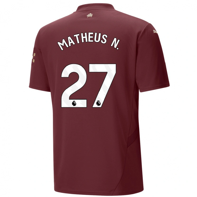 Danxen Mann Matheus Nunes #27 Rødbrun Tredje Sett Drakt Trøye 2024/25 Skjorter T-Skjorte