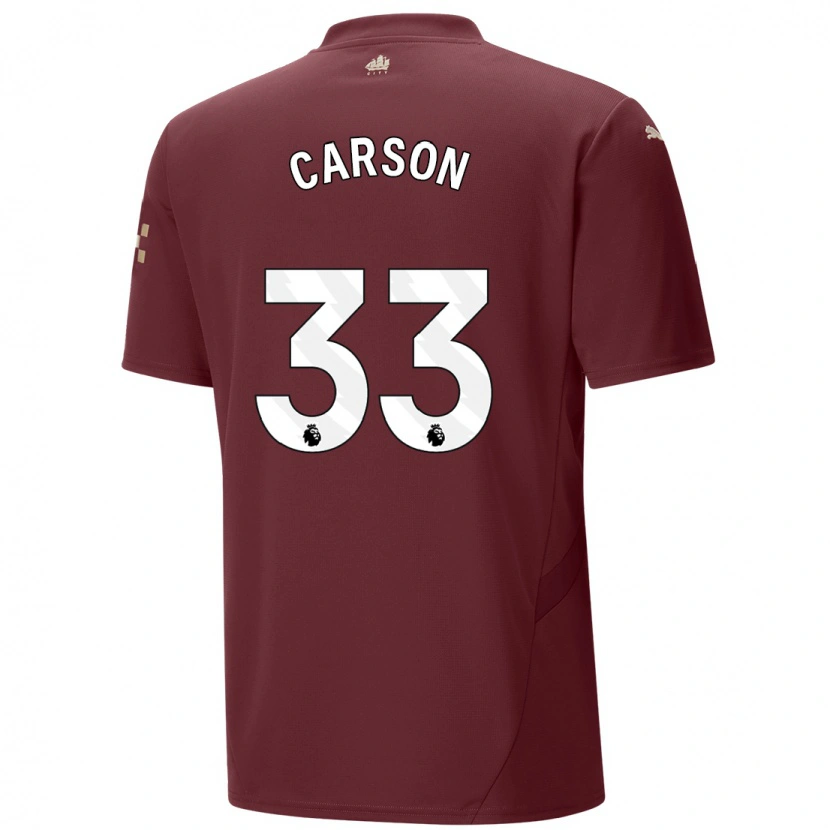 Danxen Mann Scott Carson #33 Rødbrun Tredje Sett Drakt Trøye 2024/25 Skjorter T-Skjorte