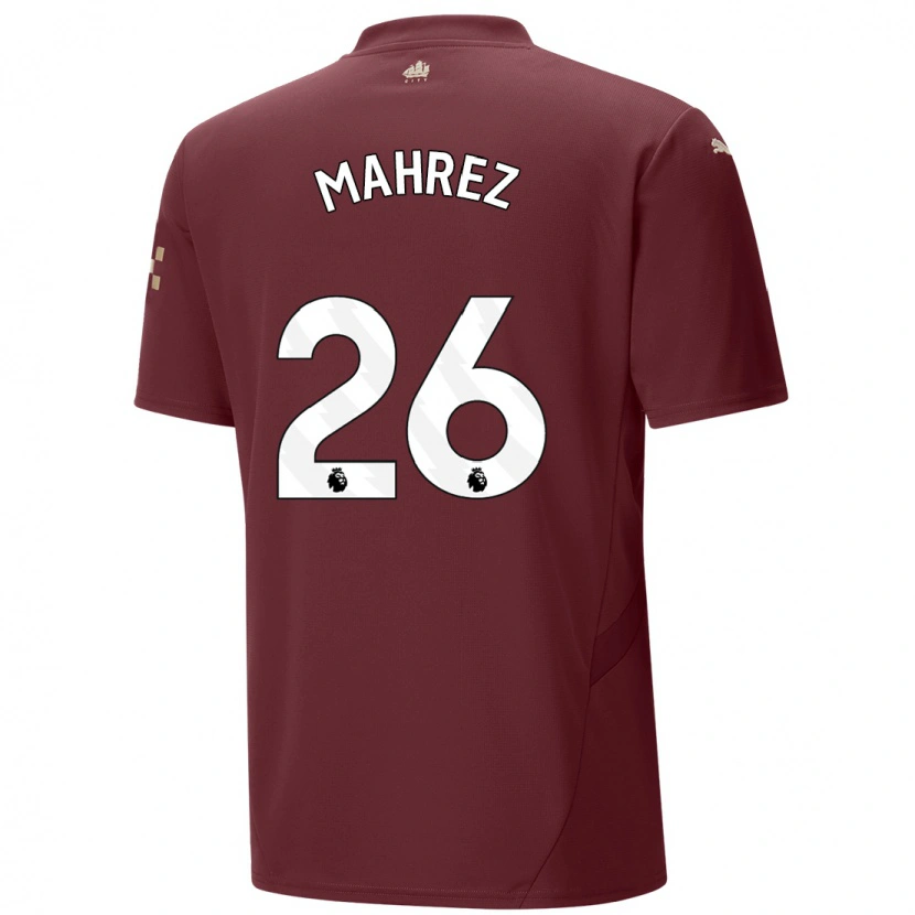Danxen Mann Riyad Mahrez #26 Rødbrun Tredje Sett Drakt Trøye 2024/25 Skjorter T-Skjorte
