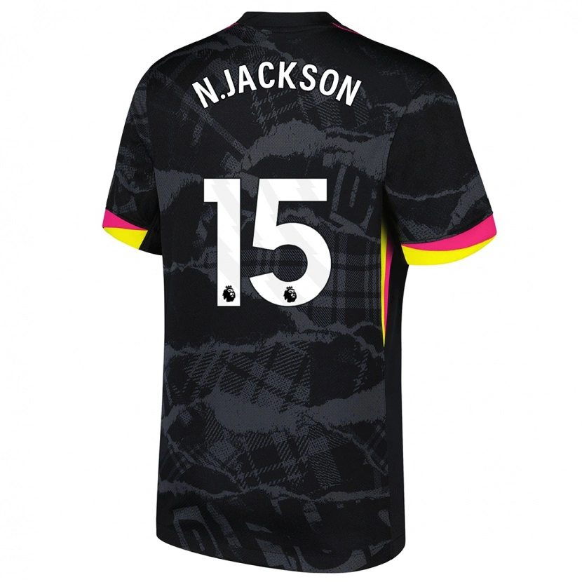 Danxen Mann Nicolas Jackson #15 Svart Rosa Tredje Sett Drakt Trøye 2024/25 Skjorter T-Skjorte