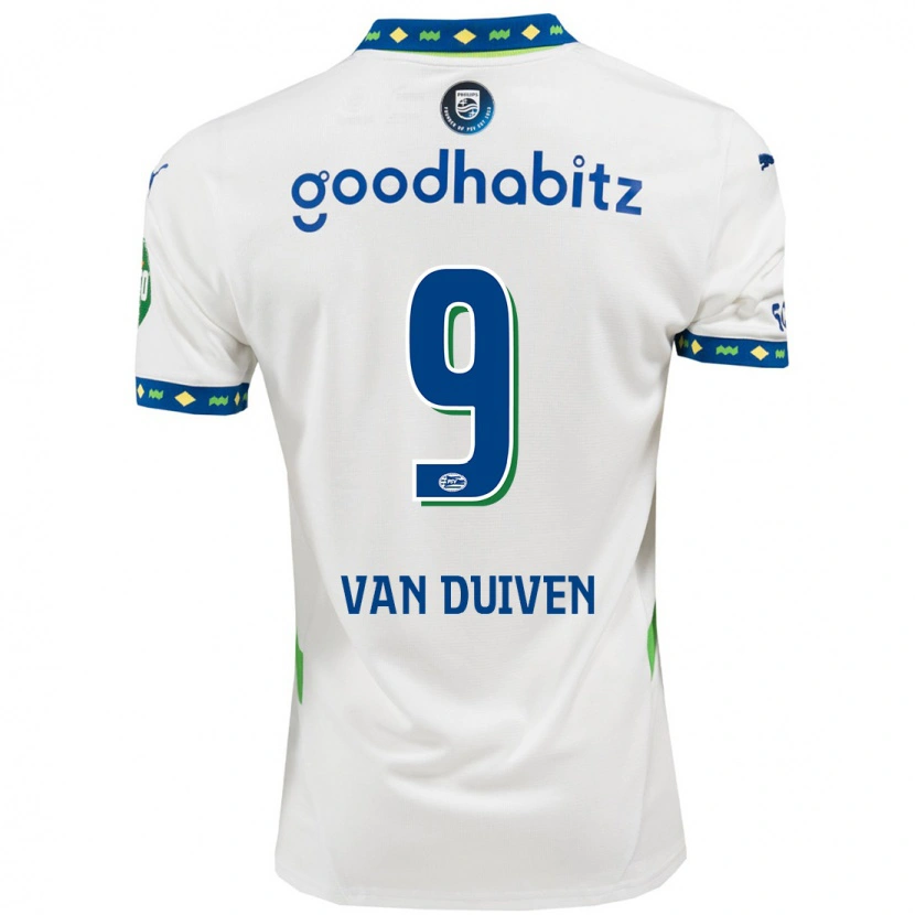 Danxen Mann Jason Van Duiven #9 Hvit Mørkeblå Tredje Sett Drakt Trøye 2024/25 Skjorter T-Skjorte