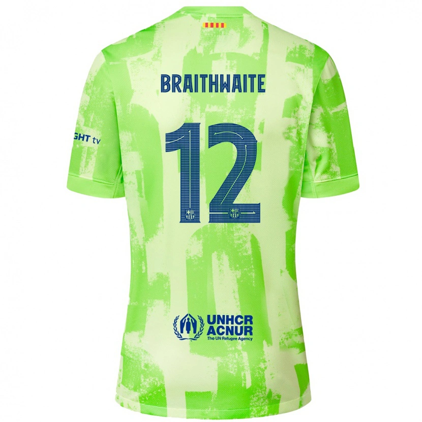 Danxen Mann Martin Braithwaite #12 Lime Tredje Sett Drakt Trøye 2024/25 Skjorter T-Skjorte