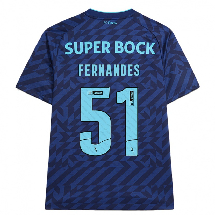 Danxen Mann Diogo Fernandes #51 Marineblå Tredje Sett Drakt Trøye 2024/25 Skjorter T-Skjorte