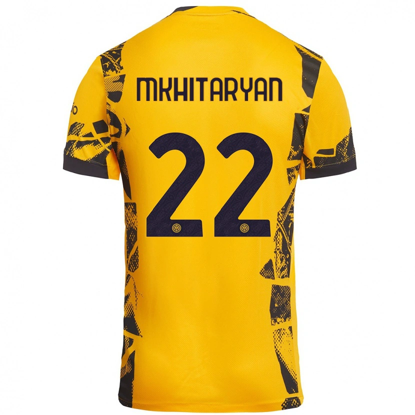 Danxen Mann Henrikh Mkhitaryan #22 Gull Svart Tredje Sett Drakt Trøye 2024/25 Skjorter T-Skjorte