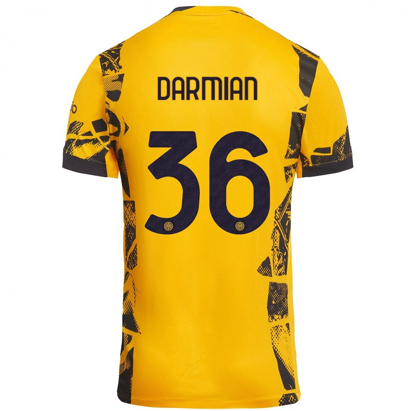 Danxen Mann Matteo Darmian #36 Gull Svart Tredje Sett Drakt Trøye 2024/25 Skjorter T-Skjorte