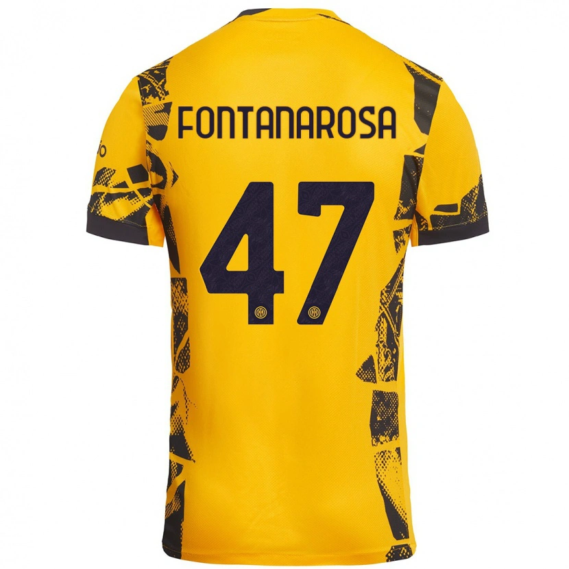 Danxen Mann Alessandro Fontanarosa #47 Gull Svart Tredje Sett Drakt Trøye 2024/25 Skjorter T-Skjorte