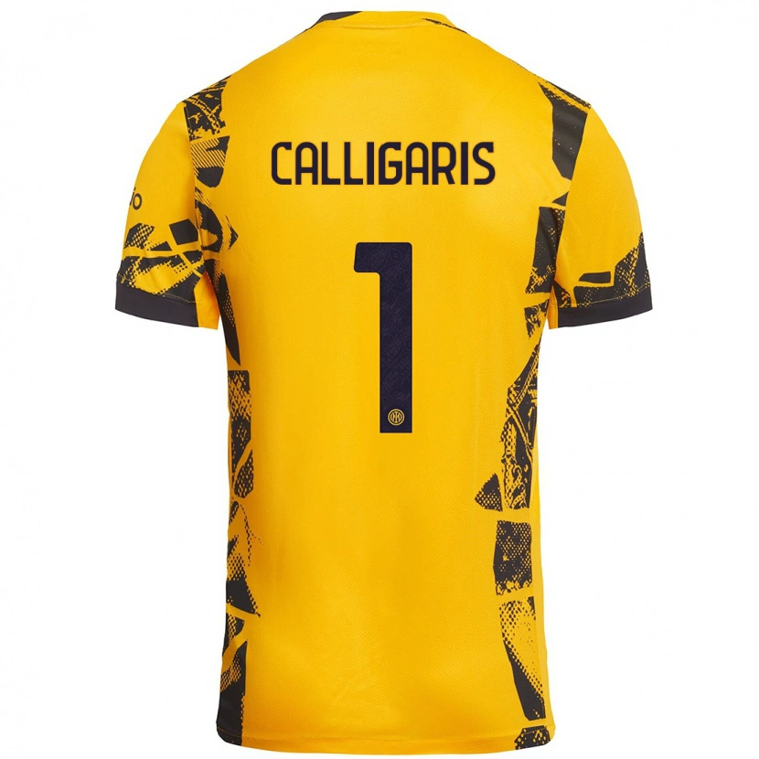 Danxen Mann Alessandro Calligaris #1 Gull Svart Tredje Sett Drakt Trøye 2024/25 Skjorter T-Skjorte