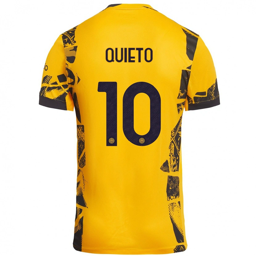 Danxen Mann Daniele Quieto #10 Gull Svart Tredje Sett Drakt Trøye 2024/25 Skjorter T-Skjorte