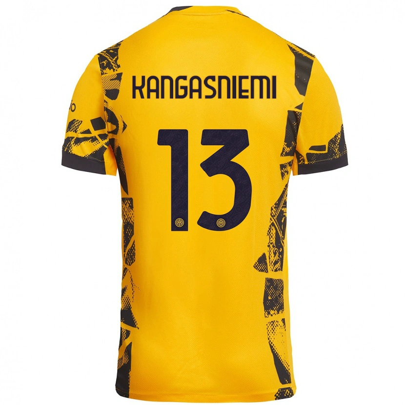 Danxen Mann Ilari Kangasniemi #13 Gull Svart Tredje Sett Drakt Trøye 2024/25 Skjorter T-Skjorte