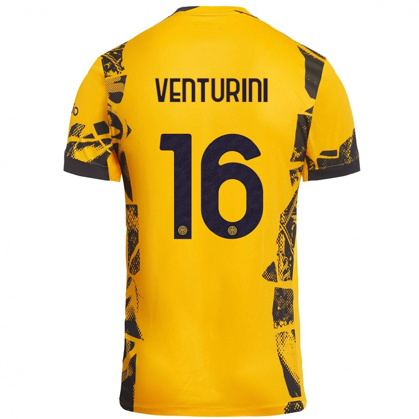 Danxen Mann Matteo Venturini #16 Gull Svart Tredje Sett Drakt Trøye 2024/25 Skjorter T-Skjorte