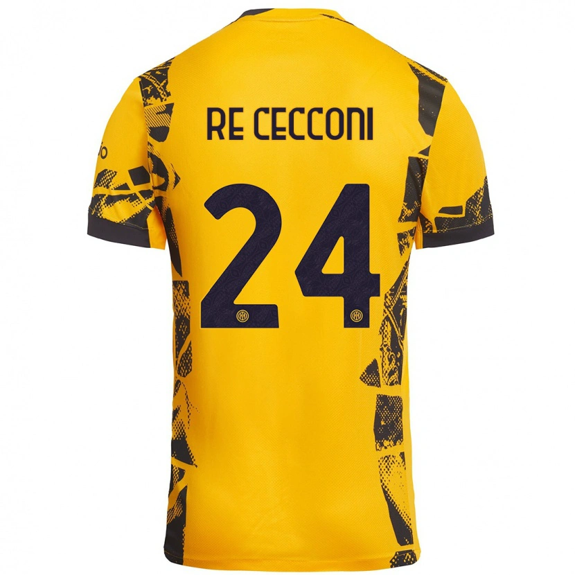 Danxen Mann Gabriele Re Cecconi #24 Gull Svart Tredje Sett Drakt Trøye 2024/25 Skjorter T-Skjorte