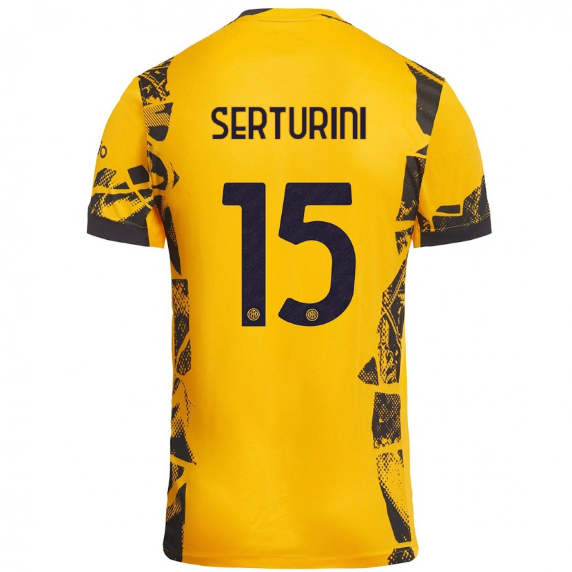 Danxen Mann Annamaria Serturini #15 Gull Svart Tredje Sett Drakt Trøye 2024/25 Skjorter T-Skjorte
