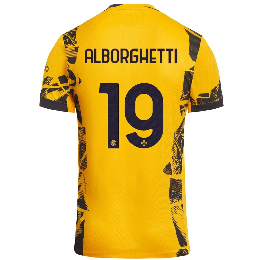 Danxen Mann Lisa Alborghetti #19 Gull Svart Tredje Sett Drakt Trøye 2024/25 Skjorter T-Skjorte