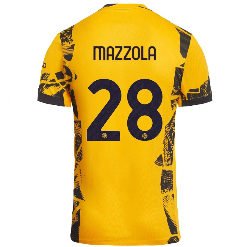Danxen Mann Giuseppe Mazzola #28 Gull Svart Tredje Sett Drakt Trøye 2024/25 Skjorter T-Skjorte