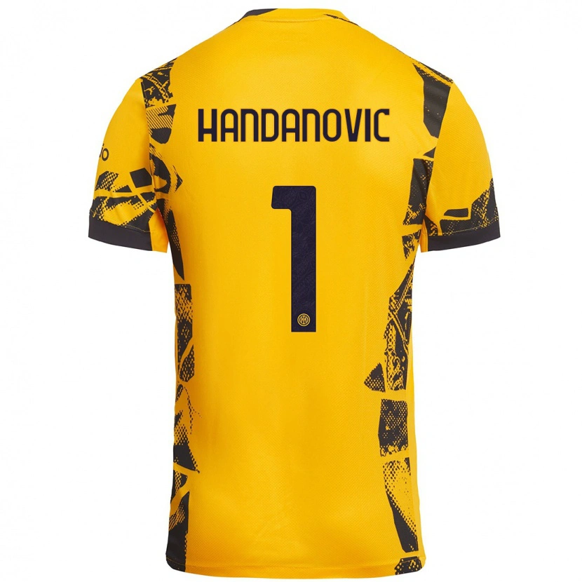 Danxen Mann Samir Handanovic #1 Gull Svart Tredje Sett Drakt Trøye 2024/25 Skjorter T-Skjorte