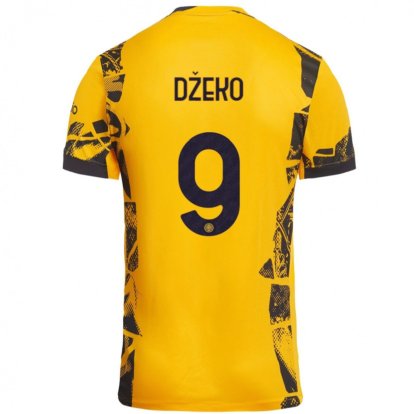 Danxen Mann Edin Dzeko #9 Gull Svart Tredje Sett Drakt Trøye 2024/25 Skjorter T-Skjorte