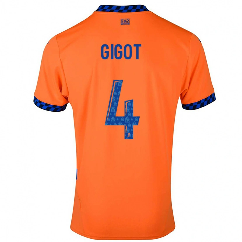 Danxen Mann Samuel Gigot #4 Oransje Mørkeblå Tredje Sett Drakt Trøye 2024/25 Skjorter T-Skjorte