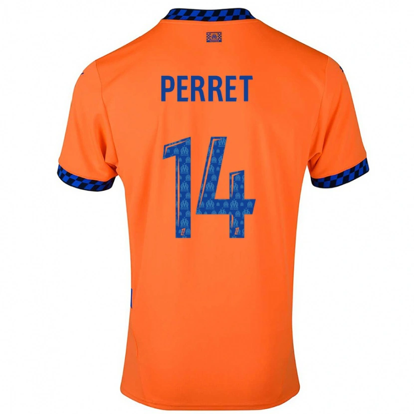 Danxen Mann Jenny Perret #14 Oransje Mørkeblå Tredje Sett Drakt Trøye 2024/25 Skjorter T-Skjorte