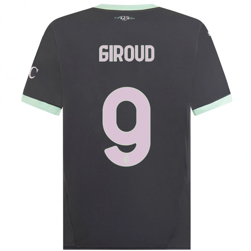 Danxen Mann Olivier Giroud #9 Grå Tredje Sett Drakt Trøye 2024/25 Skjorter T-Skjorte