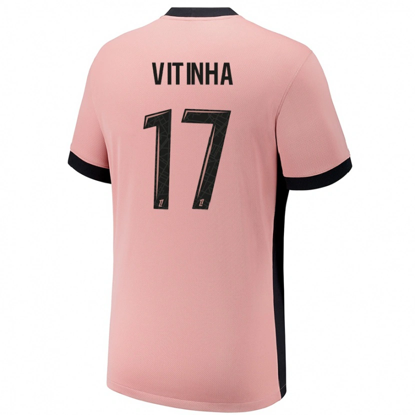 Danxen Mann Vitinha #17 Rust Rosa Tredje Sett Drakt Trøye 2024/25 Skjorter T-Skjorte