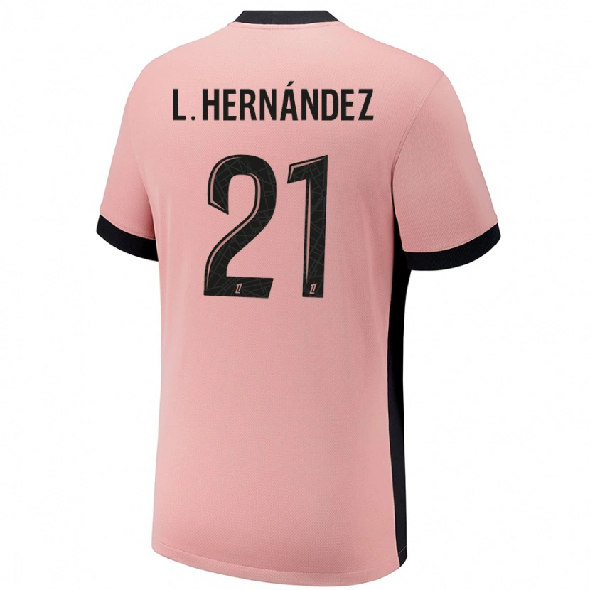 Danxen Mann Lucas Hernández #21 Rust Rosa Tredje Sett Drakt Trøye 2024/25 Skjorter T-Skjorte