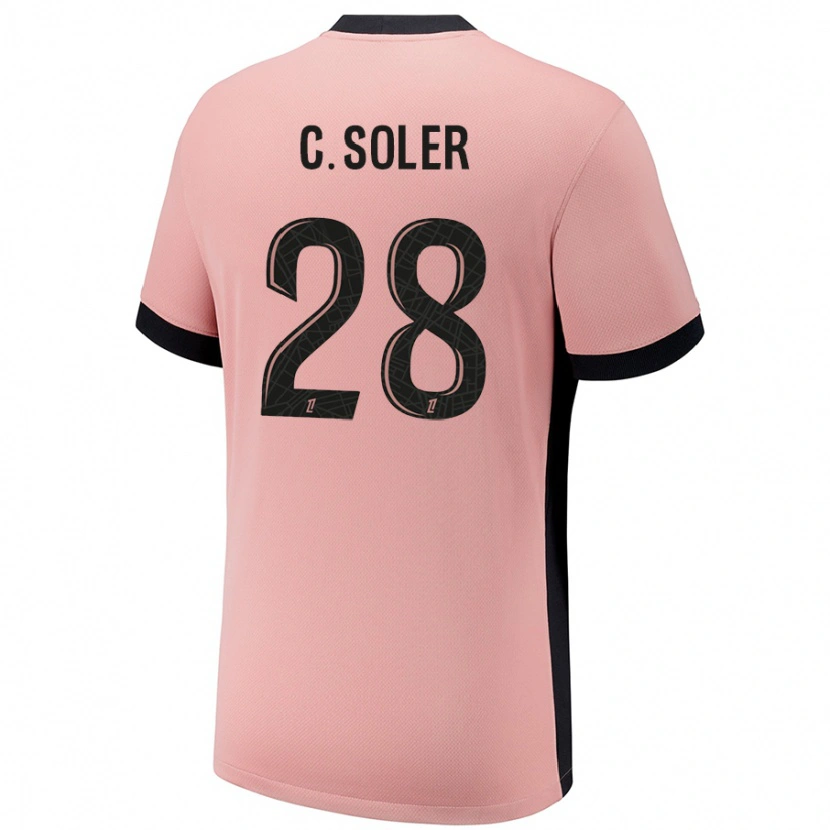Danxen Mann Carlos Soler #28 Rust Rosa Tredje Sett Drakt Trøye 2024/25 Skjorter T-Skjorte
