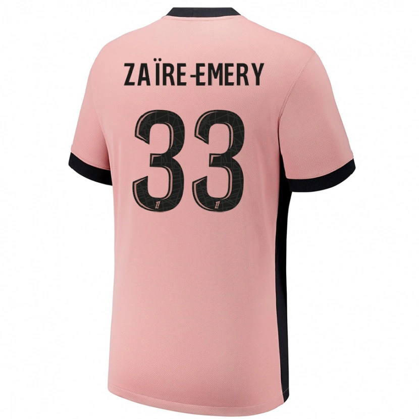 Danxen Mann Warren Zaïre-Emery #33 Rust Rosa Tredje Sett Drakt Trøye 2024/25 Skjorter T-Skjorte