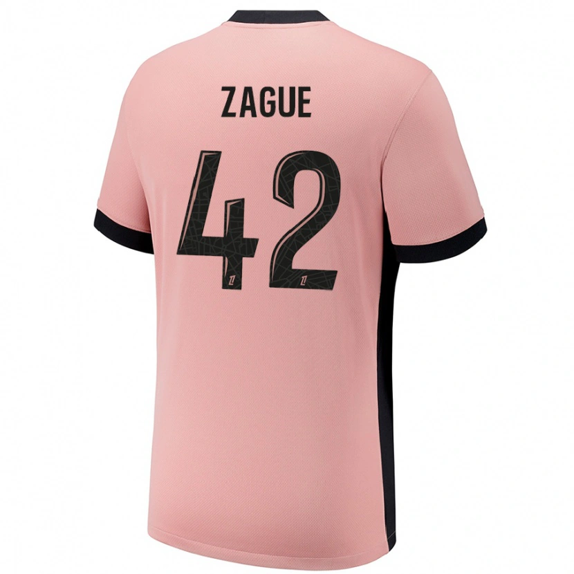 Danxen Mann Yoram Zague #42 Rust Rosa Tredje Sett Drakt Trøye 2024/25 Skjorter T-Skjorte