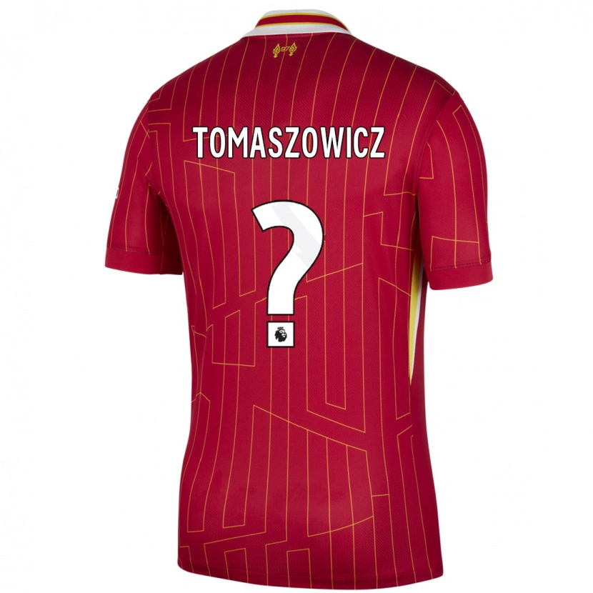 Danxen Dame Aiden Tomaszowicz #0 Rød Gul Hvit Hjemmetrøye Drakt Trøye 2024/25 Skjorter T-Skjorte