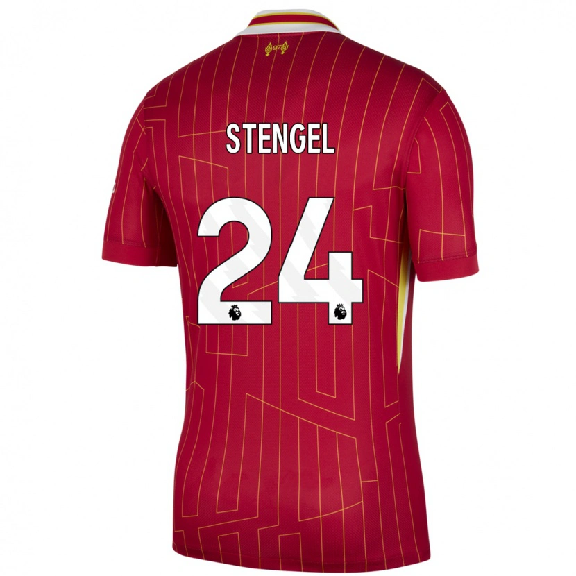 Danxen Dame Katie Stengel #24 Rød Gul Hvit Hjemmetrøye Drakt Trøye 2024/25 Skjorter T-Skjorte