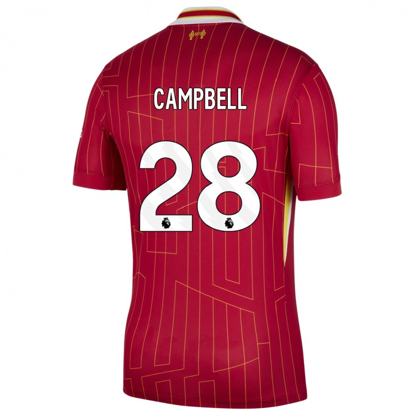 Danxen Dame Megan Campbell #28 Rød Gul Hvit Hjemmetrøye Drakt Trøye 2024/25 Skjorter T-Skjorte