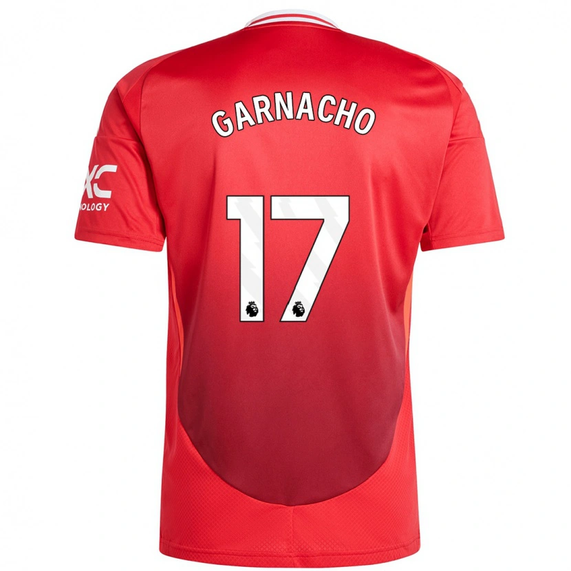 Danxen Dame Alejandro Garnacho #17 Knallrødt Hjemmetrøye Drakt Trøye 2024/25 Skjorter T-Skjorte