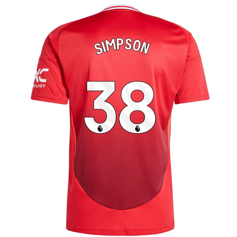 Danxen Dame Jess Simpson #38 Knallrødt Hjemmetrøye Drakt Trøye 2024/25 Skjorter T-Skjorte