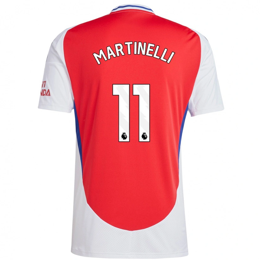 Danxen Dame Gabriel Martinelli #11 Rød Hvit Hjemmetrøye Drakt Trøye 2024/25 Skjorter T-Skjorte