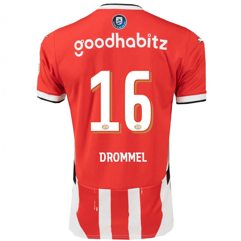 Danxen Dame Joël Drommel #16 Rød Hvit Hjemmetrøye Drakt Trøye 2024/25 Skjorter T-Skjorte