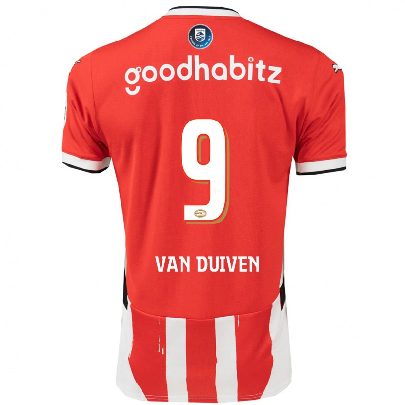 Danxen Dame Jason Van Duiven #9 Rød Hvit Hjemmetrøye Drakt Trøye 2024/25 Skjorter T-Skjorte