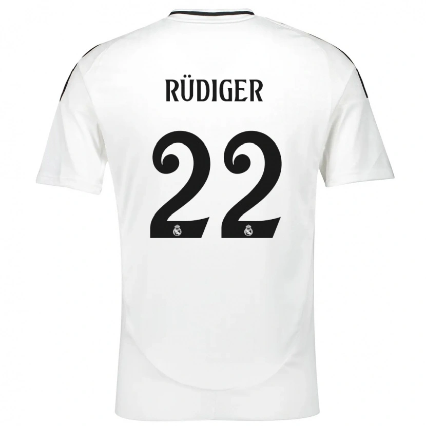 Danxen Dame Antonio Rüdiger #22 Hvit Hjemmetrøye Drakt Trøye 2024/25 Skjorter T-Skjorte