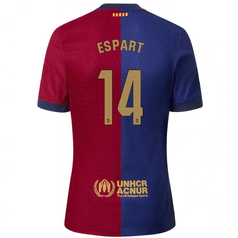 Danxen Dame Xavi Espart #14 Blå Rød Hjemmetrøye Drakt Trøye 2024/25 Skjorter T-Skjorte