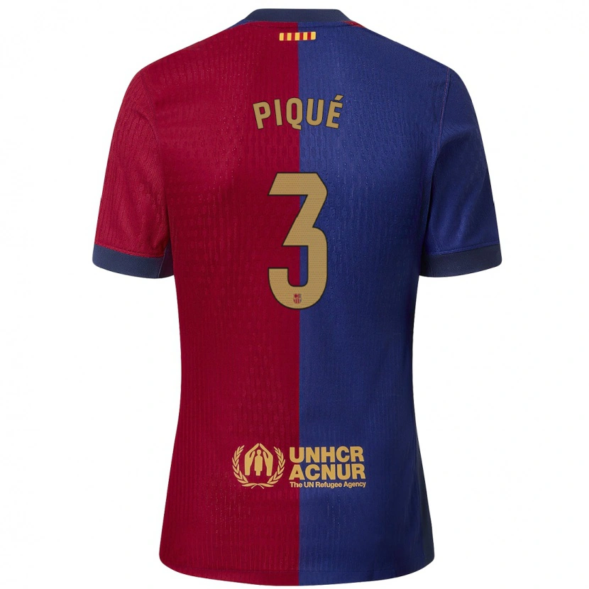 Danxen Dame Gerard Pique #3 Blå Rød Hjemmetrøye Drakt Trøye 2024/25 Skjorter T-Skjorte