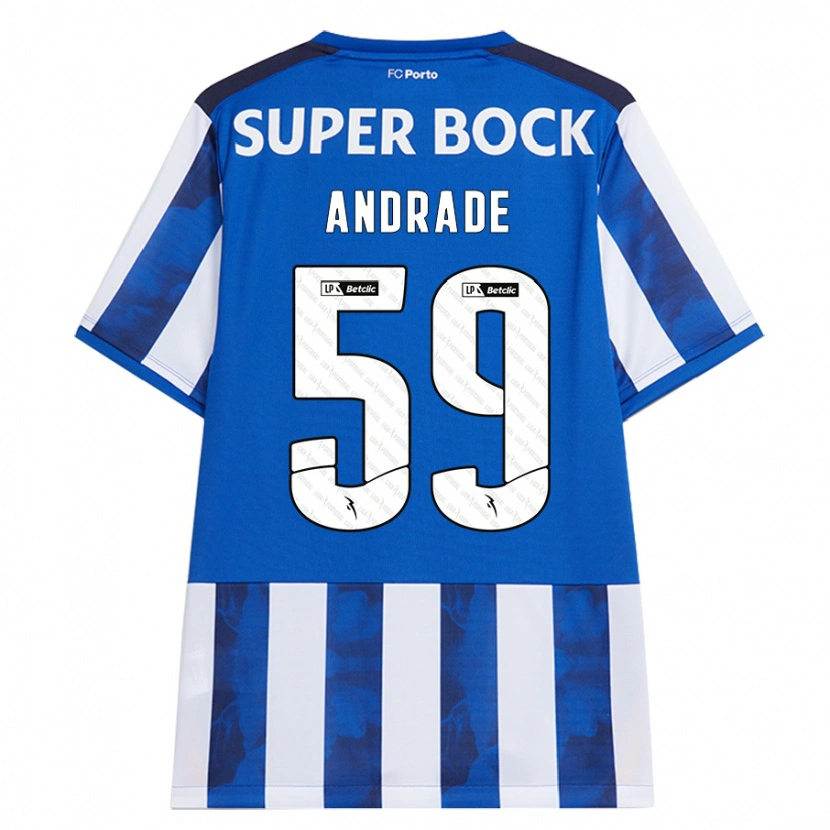Danxen Dame Tiago Andrade #59 Blå Hvit Hjemmetrøye Drakt Trøye 2024/25 Skjorter T-Skjorte